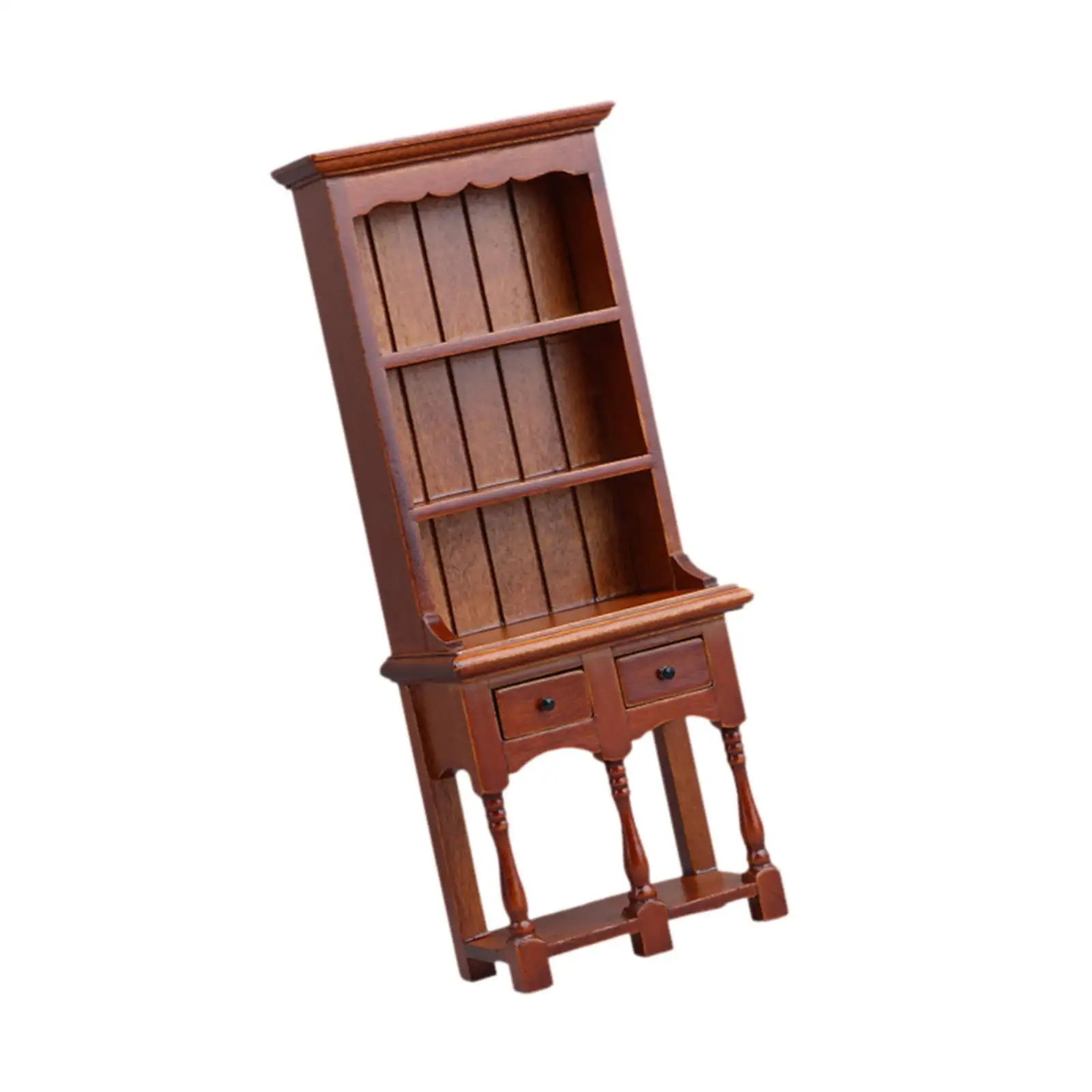 1:12 Scale Dollhouse Bookcase Wooden Miniature Cabinet for Living Room Decor