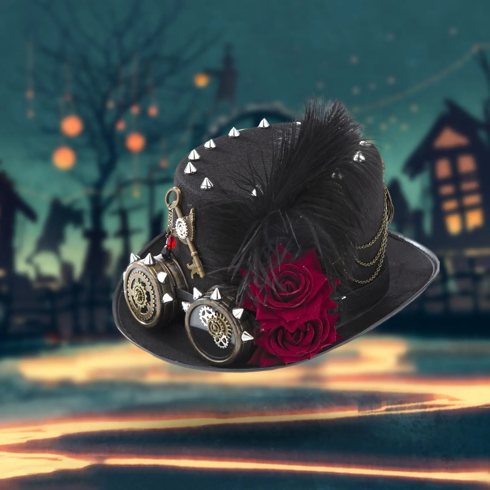 

Унисекс-шляпа в стиле стимпанк с заклепками, готическая федора для взрослых, необычный аксессуар