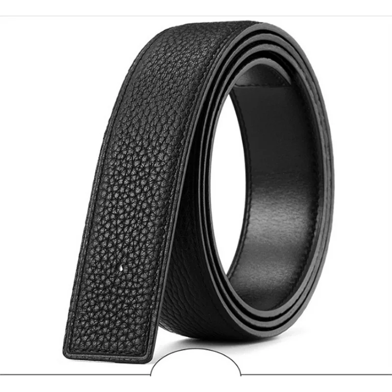 

Embossed Leather Leather Belt Not Taping Head Smooth Buckle Body Leather Headless Belt H No Buckle Belt 3.8cm Luxury Belt