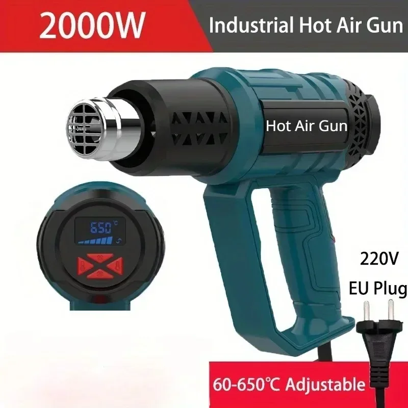 

2000W hot air gun with LCD digital display. Used for shrinking oil pipe paint remover/stripper, car decoration/repair