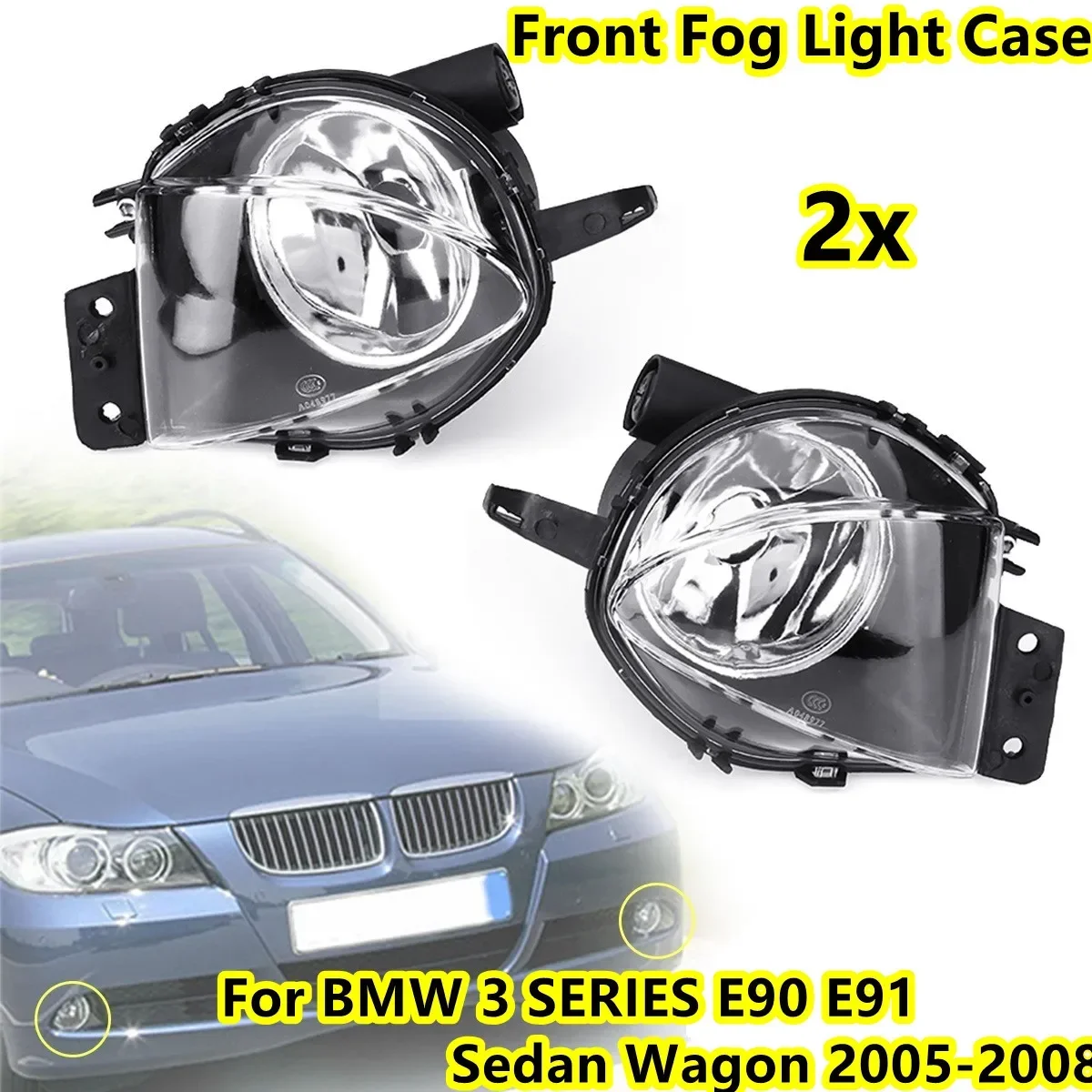 Fog Lights Lamp Case Emark For BMW E90 E91 328i 328xi 325i 325xi 330i 330xi 2005-2008 Front Bumper Fog Lamps Cover 63176948373