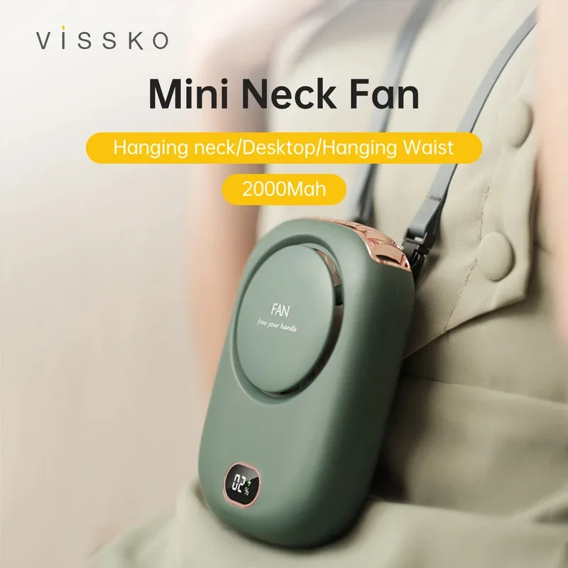 

Портативный подвесной вентилятор Vissko, мини-вентиляторы с регулируемым ремешком, безлопастной USB-перезаряжаемый спортивный охлаждающий вентилятор для детей, путешествий