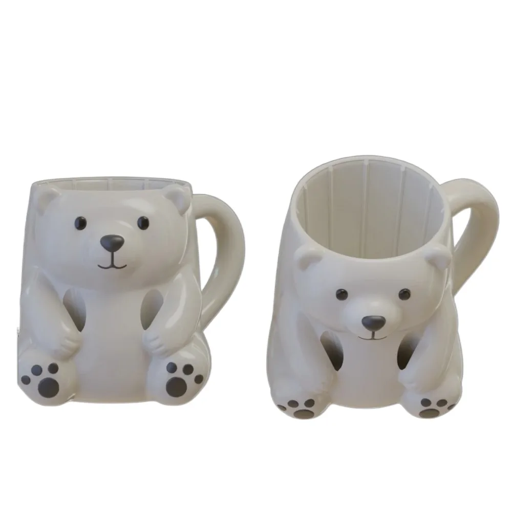 حار الكرتون الآيس كريم حامل الكأس مانعة للتسرب مع مقبض الجليد باينت حامل مريح الدببة القطبية الأختام البيرة يمكن كوب الهدايا #4