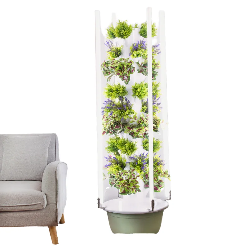 

Hydroponic Tower For Organic Gardening Hydroponic Tower With LED Grow Lights Vertical Smart Indoor Gardening System