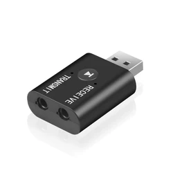 2 IN 1 Wireless Audio Receiver Transmitter Bluetooth 5.0 Audio Adapter Dual Function USB Dongle For Car Speaker Headphones