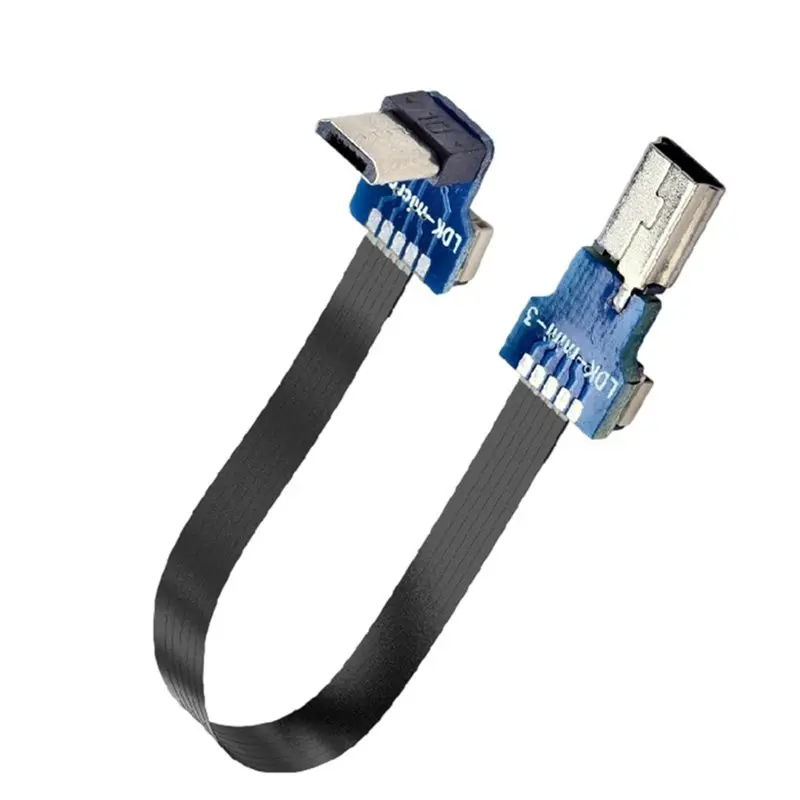 FFYY-Mini Micro USB Type-C FFC Extension Ribbon Cable 90° Slim Flat Soft Flexible FPC 20CM