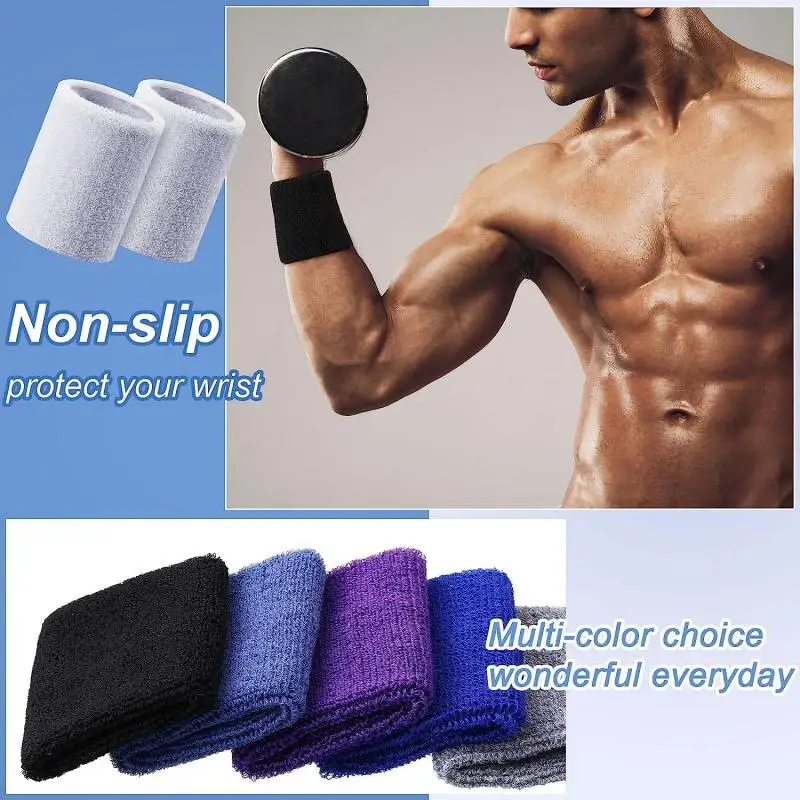 New 2/1PCS Towel Sports Wristbands Tennis Sweat Bands Wrist Guard Basketball Volleyball padel Fitness Sweatbands Wrist Wrap Cuff