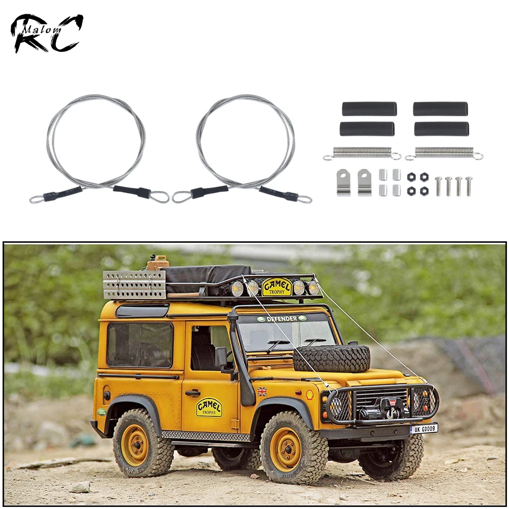 Steel Limb Riser Engine Hood Roof Rack Steel Rope for 1/10 RC Crawler Truck SCX10 Wrangler TRX6 TRX4 Defender D90 D110 TF2