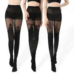 40D 280D Women Thicker Pantyhose Women Sexy Fake Knee Stockings Thicker Tattoo Patterned Winter Pantyhose Tights