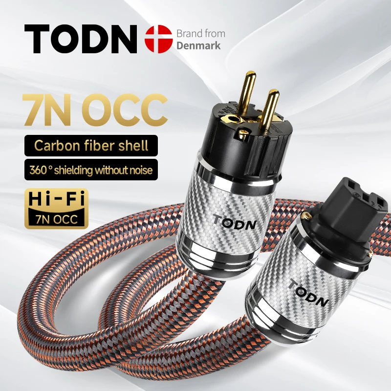 TODN HiFi-Stromkabel EU/US-Serie 7N Versilbertes OCC-Leiterkabel für Stromfilter, DAC, Verstärker, Audiophile