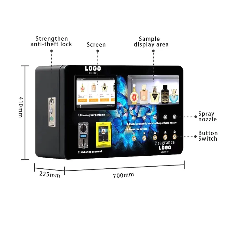 Perfume Vending Machine Automatic Fragrance Kiosk with Multiple Scent Options for Commercial Use Customized