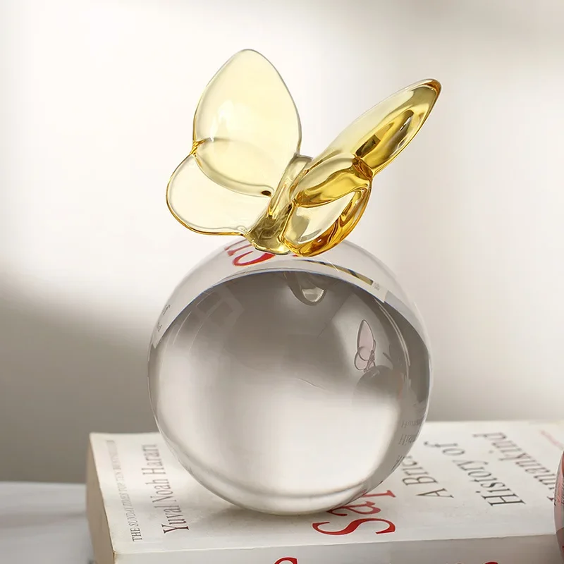 Glass Ornament Geometric Sphericity Butterfly Crystal Ball Planet Splice Ball Handicraft Decorative Figurines Home Decoration