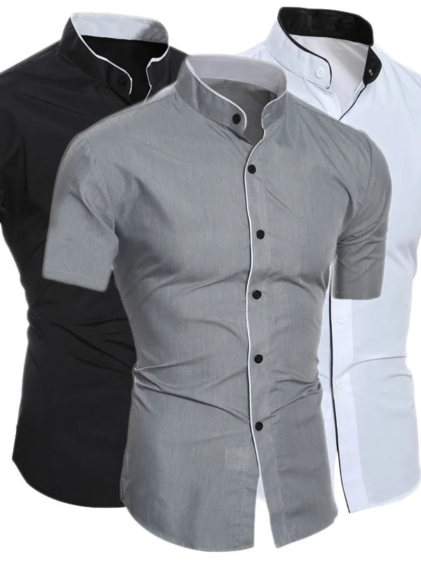

Casual Single-Button Short-Sleeve Shirt Men's Standard Fit Daily Wear Lightweight Summer Fashion Button-Up Shirt