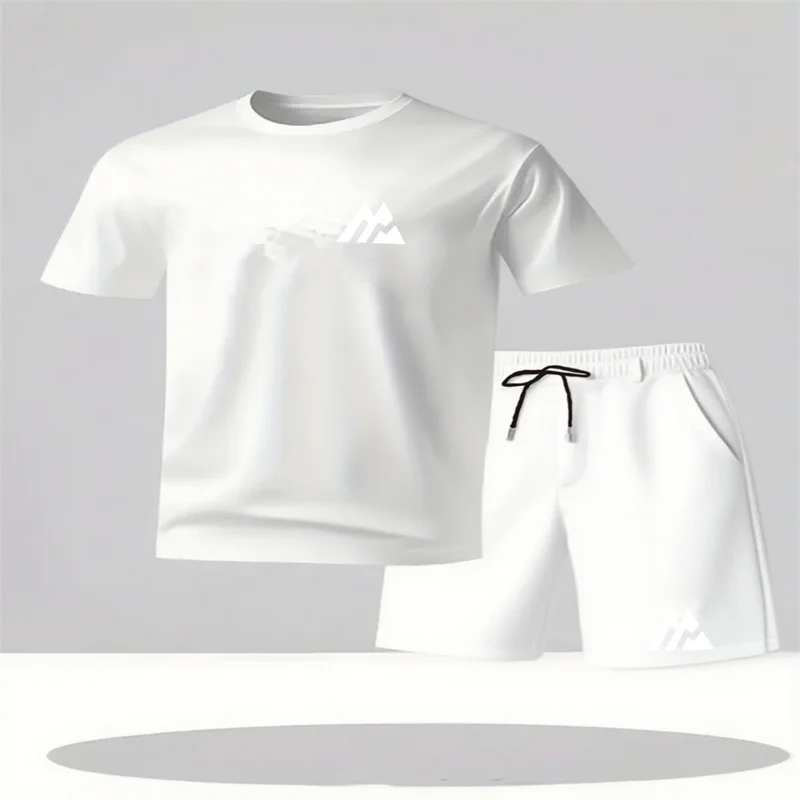 Men's Fashion Street Short Sleeve Set Men's Sports Shirt Set Men's Round Neck Short Sleeve Shorts Sports Set 2-piece Set