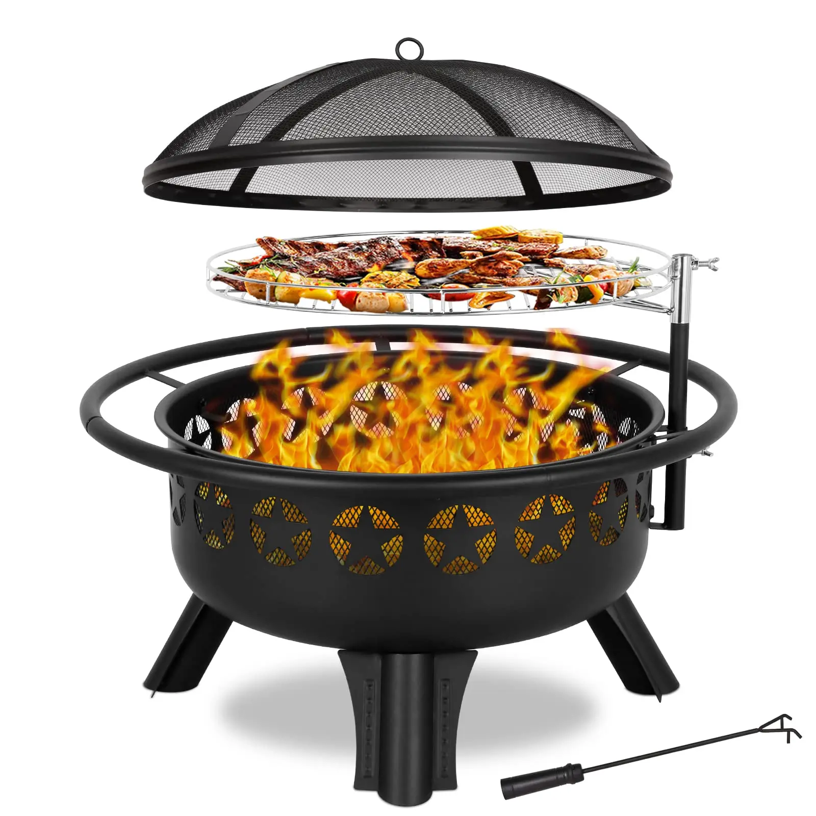 2 in 1 Fire Pit with Grill, Large 31