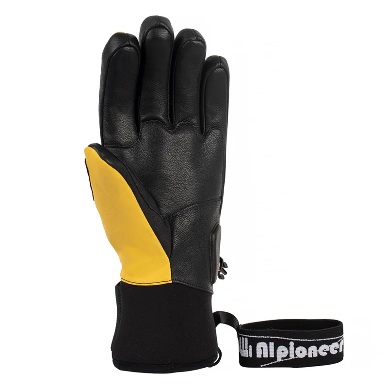 Guantes de esquí profesionales de cuero para hombre y mujer, manoplas cálidas para Snowboard, esquí, moto de nieve, guantes de nieve impermeables