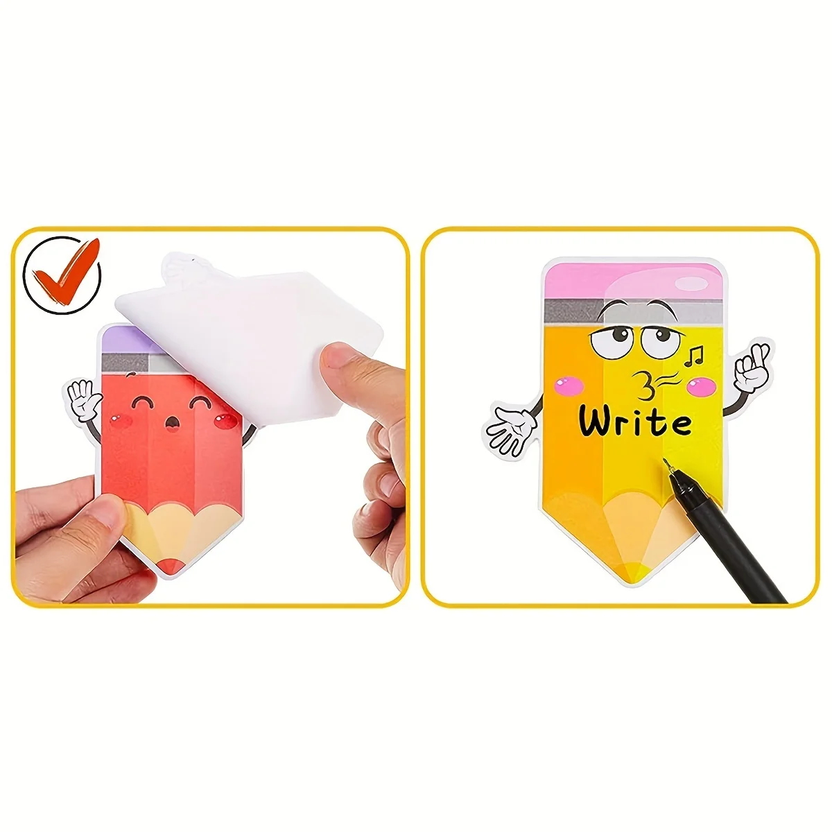 MOHAMM 6pcs Pencil Sticky Notes Funny Sticky Adhesive Memo Pads  for Scrapbooking DIY Decorative Material Collage Journaling