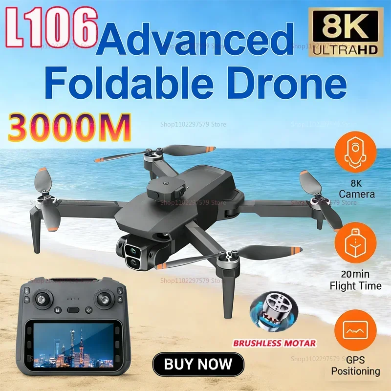 新しい L106 ドローン 8K HD 障害物回避ブラシレスモーター付きスクリーンリモコン折りたたみ式リモコンクアッドコプター UAV おもちゃ