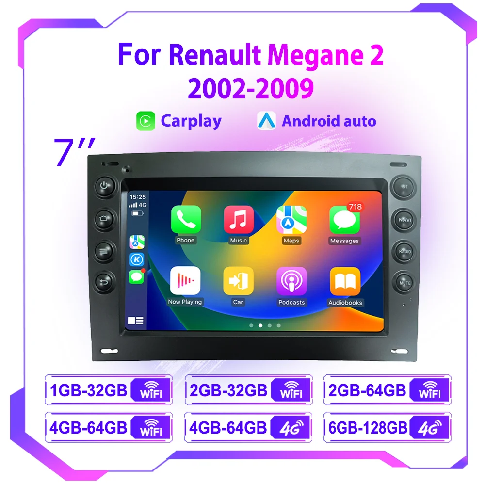 

Автомобильное радио для Renault Megane 2 2002-2009, GPS-навигация, интеллектуальная система, умное авторадио, беспроводное Apple CarPlay, Android Auto