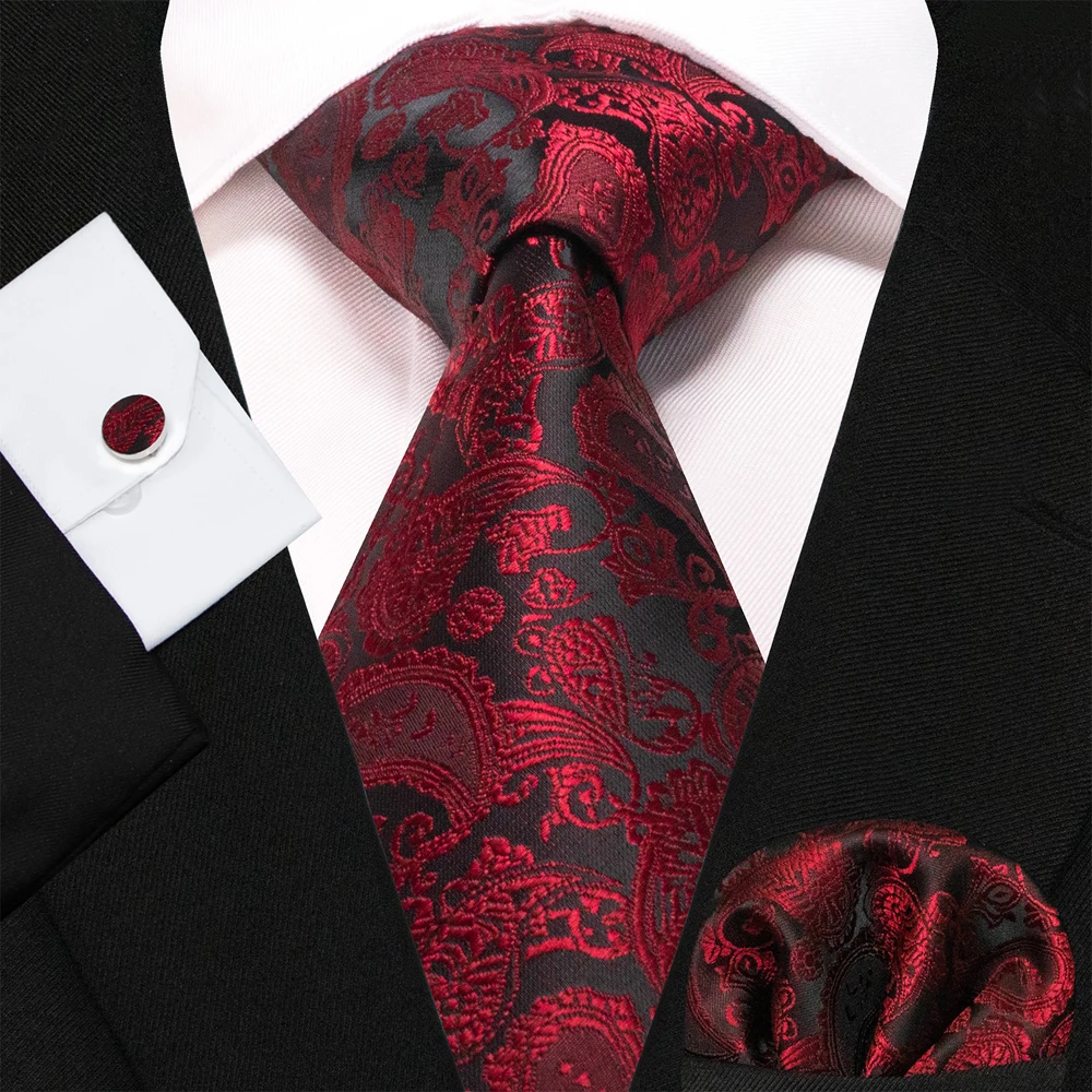 Blue Green Paisley Neck Ties For Men Luxury 8cm Wide Silk Wed Tie Pocket Square Cufflinks Tie Clips Set Christmas Gifts For Men