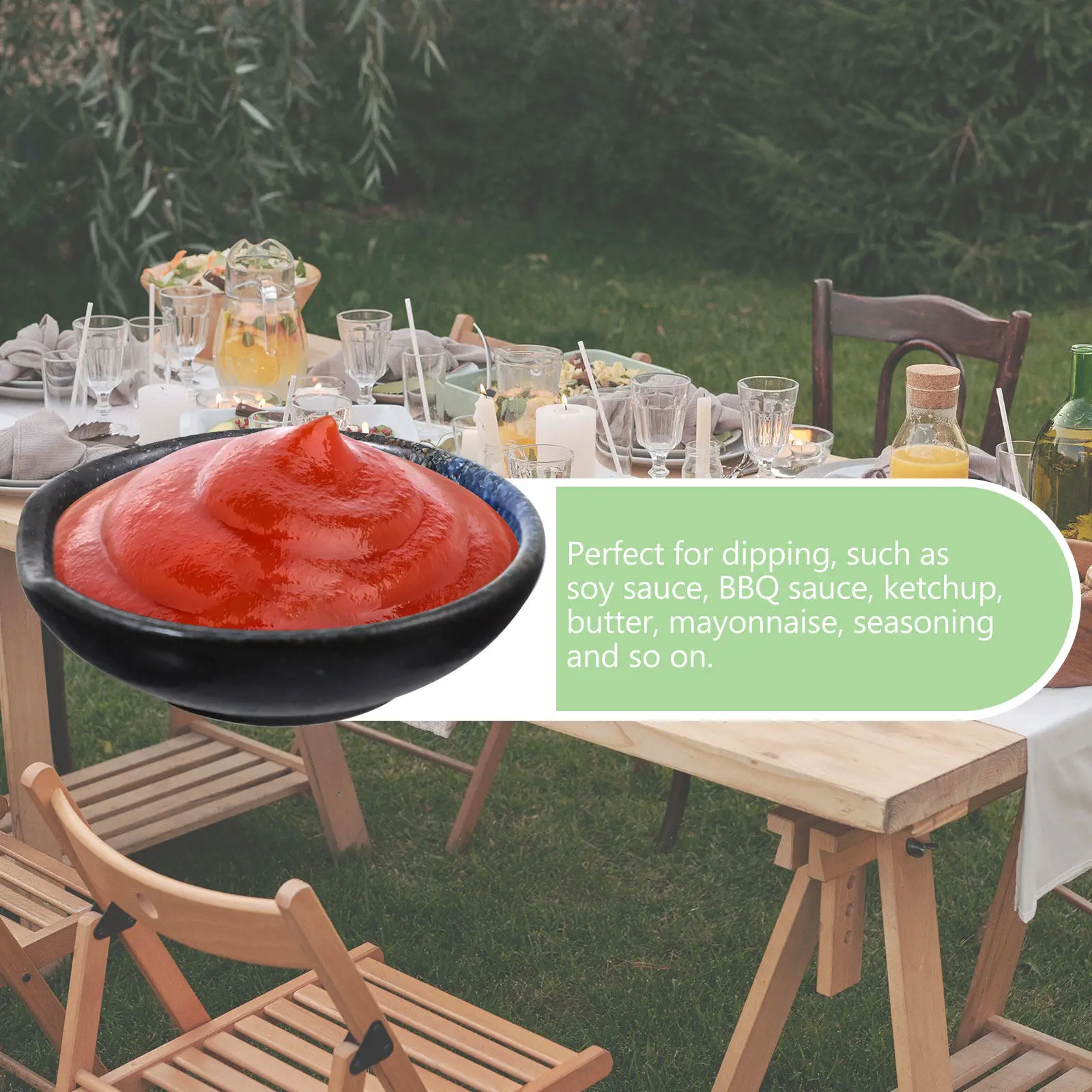 4Pcs Ceramic Sauce Dishes Set Premium Food-Safe Round Seasoning Bowls for Soy Sauce Bbq Ketchup Butter Mayonnaise Dipping Side