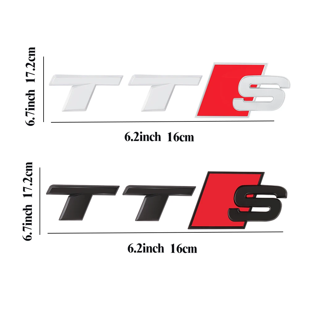 3D ABS TTS TTRS Emblem Car Body Rear Trunk Sticker Badge Decoration Accessories for Audi TT RS A3 A4 B8 8P 8V A6 C7 A5 Q5 B7 B6