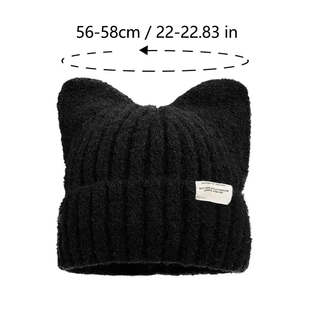 Chapeau en laine avec oreilles de chat mignon pour enfants, chapeau d'hiver en polaire épaisse de Style japonais avec Protection des oreilles, bonnet tricoté chaud