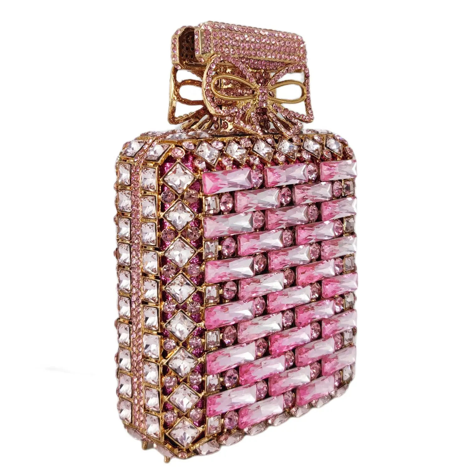 Boutique De FGG Novelty Perfume Bottle Shape Women Crystal Clutch Evening Handbags Party Wedding Rhinestone Handbags and Purses