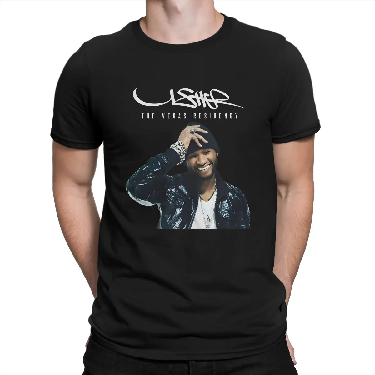 Tour 2023 Men T Shirts U-Usher Vintage Tees Short Sleeve Crew Neck T-Shirt 100% Cotton Gift Idea Clothes