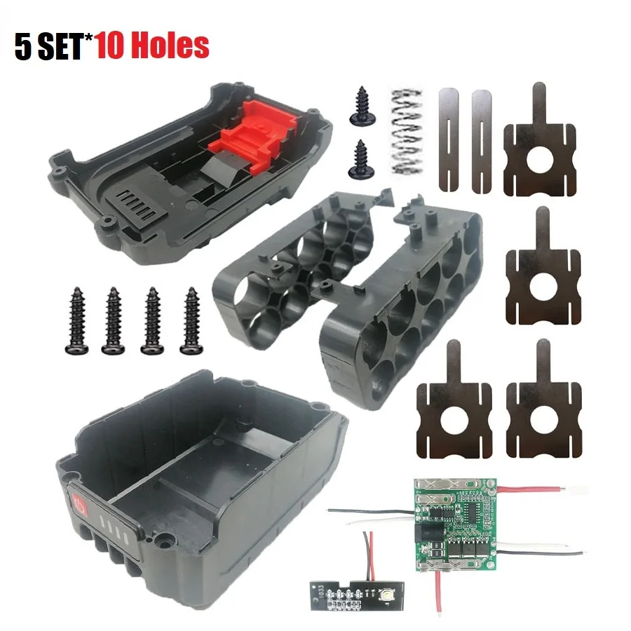 Custodia per batteria agli ioni di litio da 10/15 fori per utensili al litio Makita 18V BL1830 1860 Shell Box Circuito PCB Protezione di ricarica