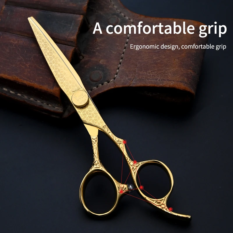6 Inch Professional Teeth Gold Hair Thinning Scissors Japan VG10 Trimming Thinning Scissors Salon Tools Cut Scissors Professiona