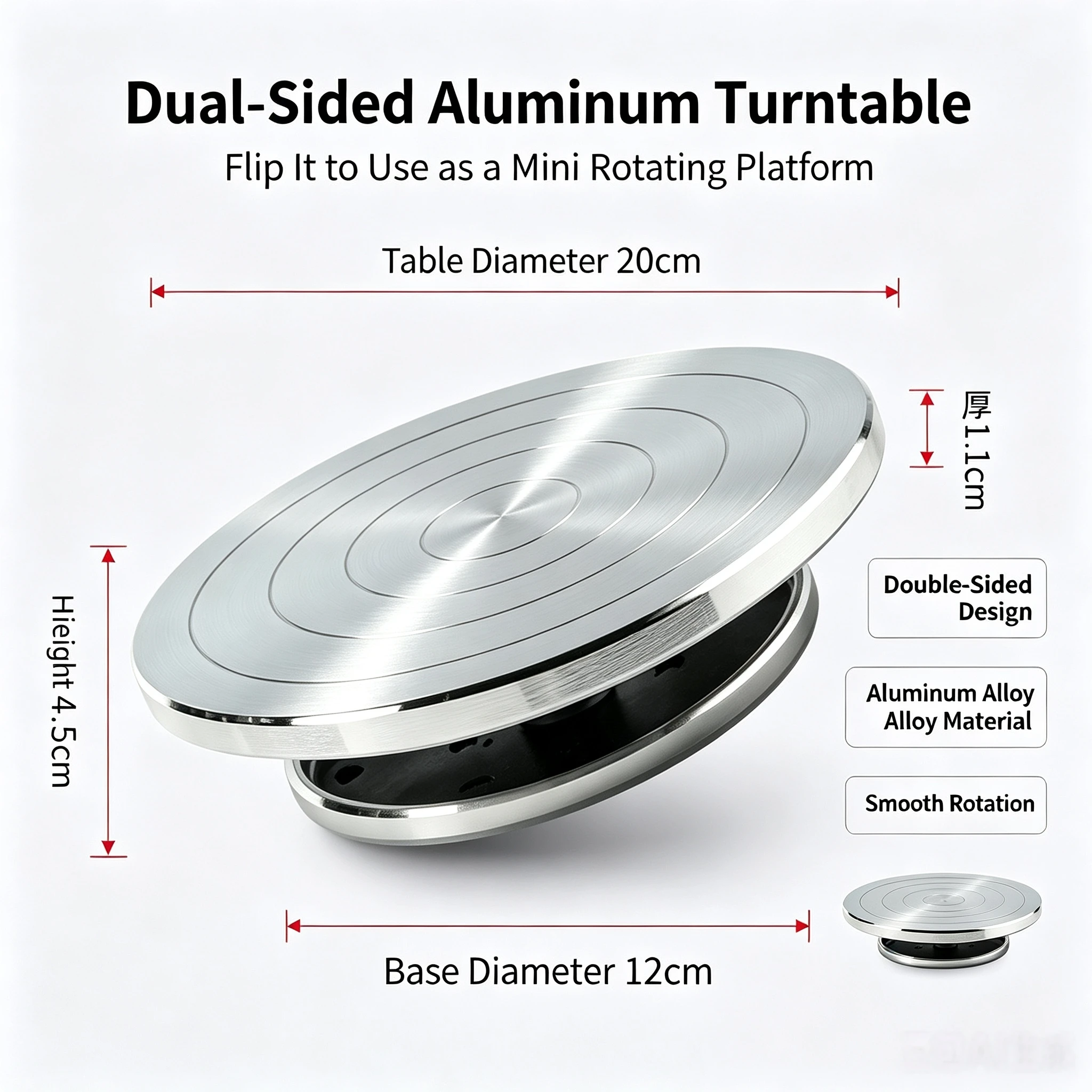 2-in-1 Pottery Kit: Heavy-Duty Aluminum Rotating Turntable & Complete Clay Sculpting Tools with Storage Bag for DIY Ceramic