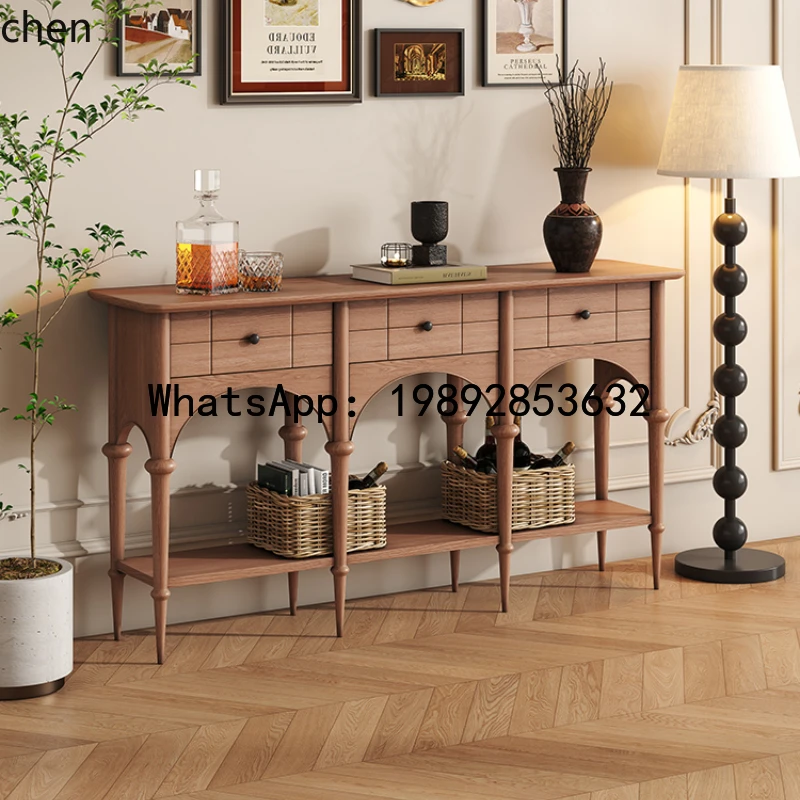 AA  all solid wood entrance rectangular living room storage drawer antique storage cabinet