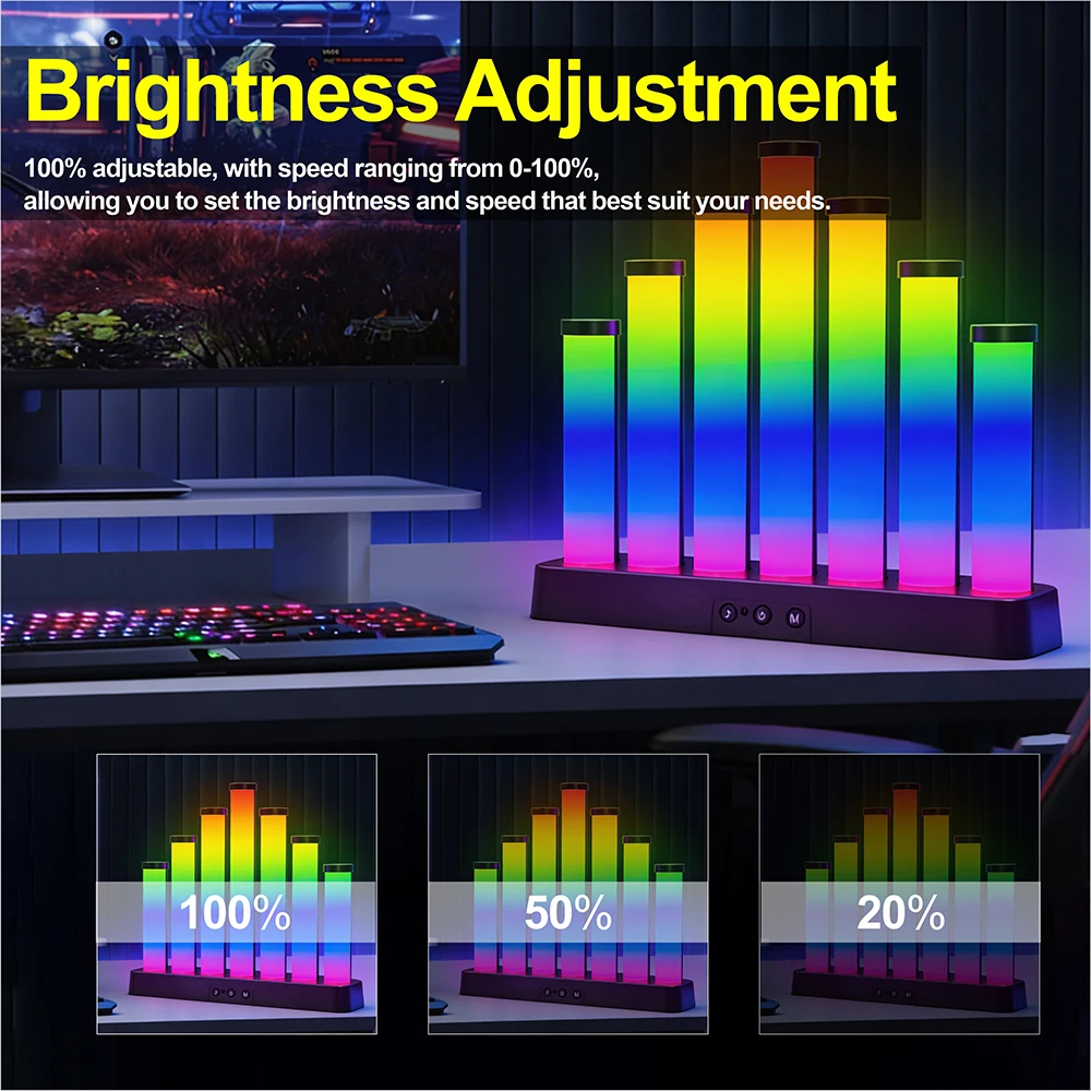 USB 5V WS2812 RGB LED Gaming-Ambientelicht Computer-Desktop Schallaktiviertes Rhythmuslicht Desktop-Dekoration für Studium & Schlafzimmer 5V