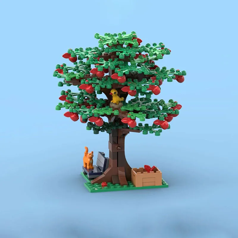 مزرعة شارع عرض Moc قوالب بناء شجرة التفاح مع تكنولوجيا نموذج الطيور كتل عيد الميلاد لتقوم بها بنفسك لعبة هدايا البناء #2