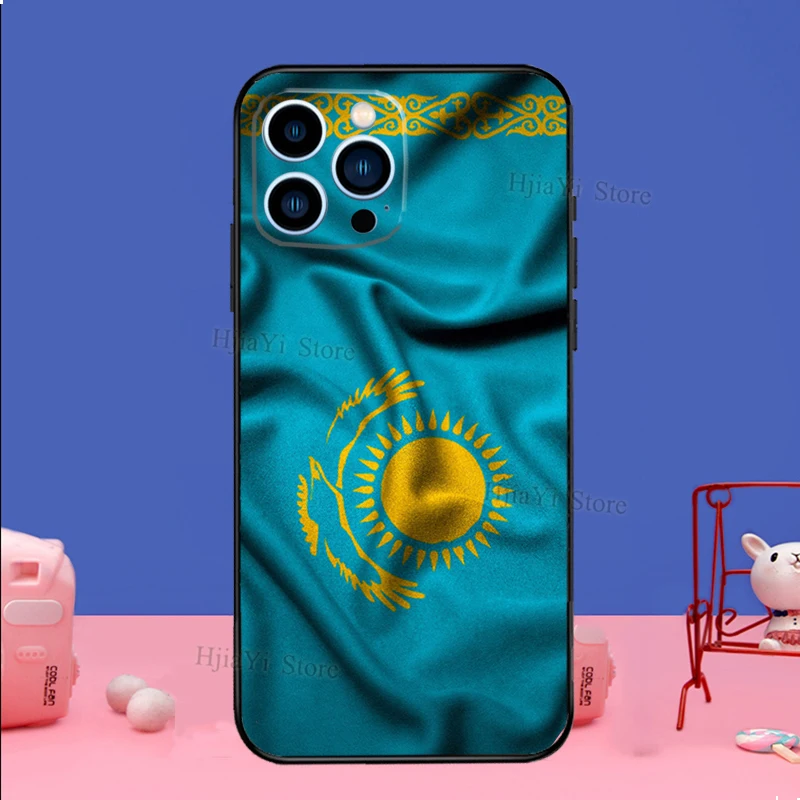 Kazakhstan flag Phone Case For iPhone 16 15 11 12 13 14 Pro Max Mini X XS XR Plus SE2 Funda Coque Capa Cover