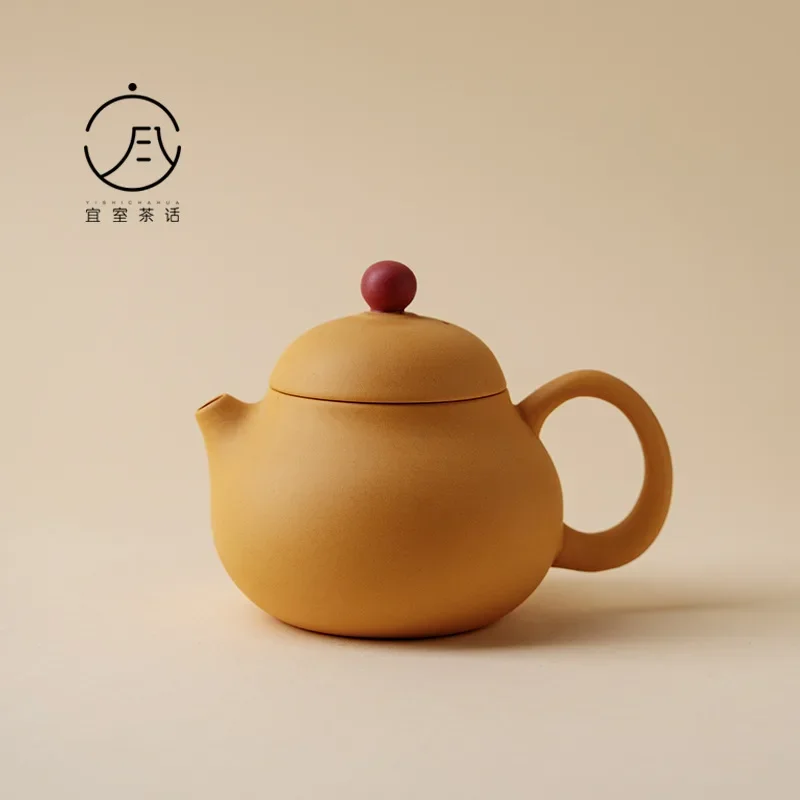 90ml Luxury Yixing Purple Clay Teapots Handmade Stone Scoop Pot Raw Ore Section Mud Tea Making Kettle With Filter Zisha Tea Set