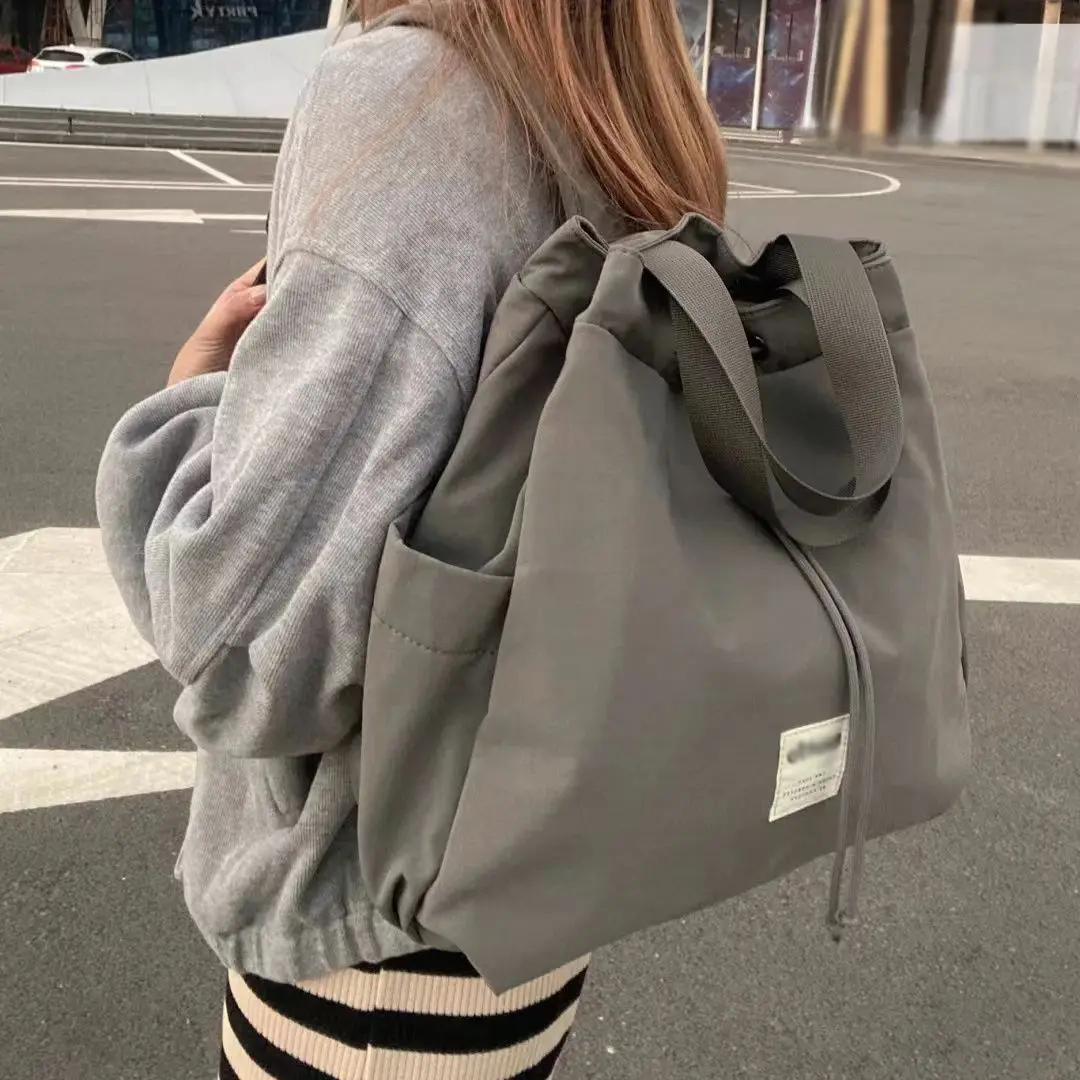 Backpack Large Capacity Sports And Leisure Bag Solid Color Versatile Schoolbag Student Backpack American Commuter Handbag Women