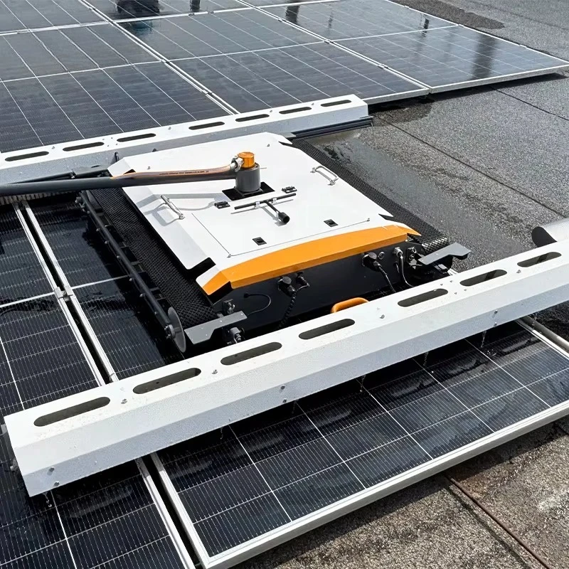 Professional PV Cleaning Machine Remote Control Tracked Sweep Robot Utility Scale Ground Solar Farm Power Boost Washer