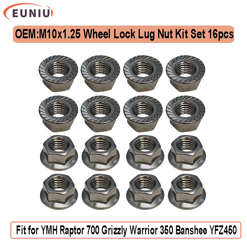 

16pcs M10x1.25 Wheel Lock Lug Nut Kit Set For YMH Raptor 700 Grizzly Warrior 350 Banshee YFZ450 For Polaris ATV Accessories