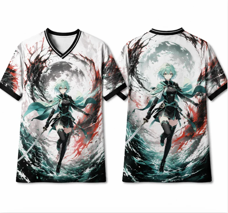 New 3D printed poster style T-shirt, game character fashion, casual, neutral style Y2k style T-shirt