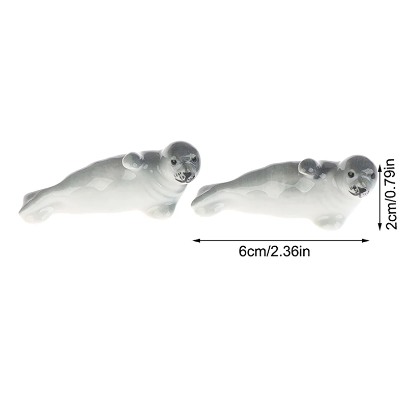 2Pcs Ceramic Little Sea Lion Seal Design Chopstick Holder Household Decor Chopstick Rest Pillow Kitchen Tableware