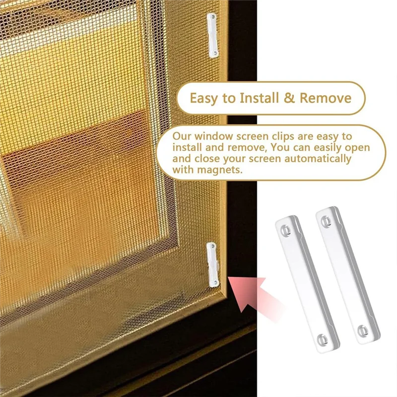 A04G-Universal Magnetic Strips 12 Pcs Strong Magnet Self-Adhesive Clips For Screen Fixing For Curtain Mesh Nets