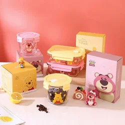 Personalized creative cartoon Disney Lotso Winnie the Pooh student portable refrigerator microwave oven sealed glass lunch box
