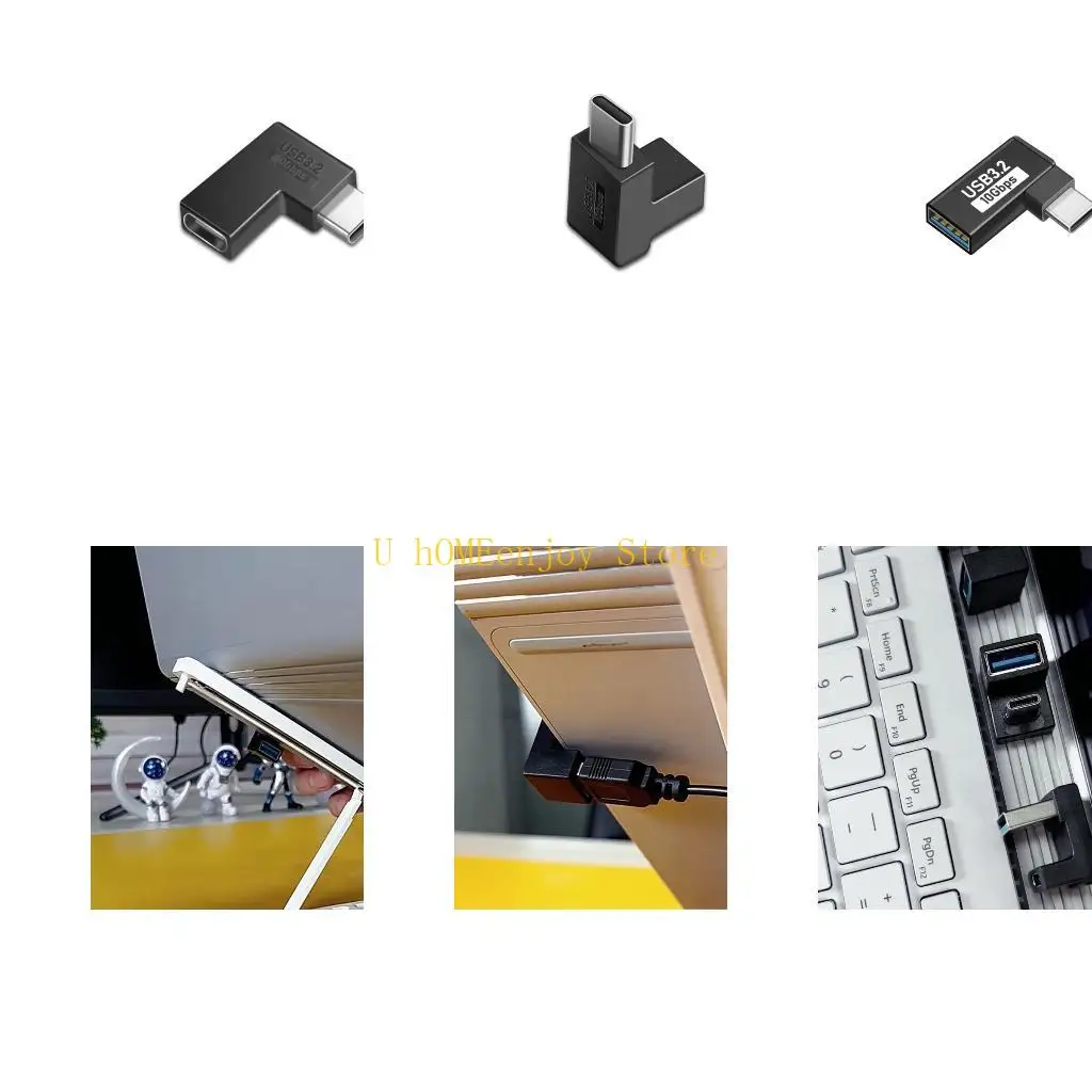 B0KF Space Saving 90° USB Type C Connectors Anti Interferences Fast Charging