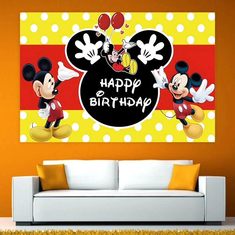 Disney Cartoon Mickey Minnie Children\'s Birthday Party Background Wall Decoration Baby Gift Gift Girl Photo Proper