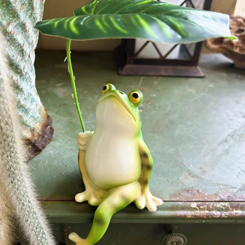 Frog Umbrella Ornament Outdoor Garden Courtyard Fish Tank Decoration Balcony Entrance Crafts Desktop Miniatures