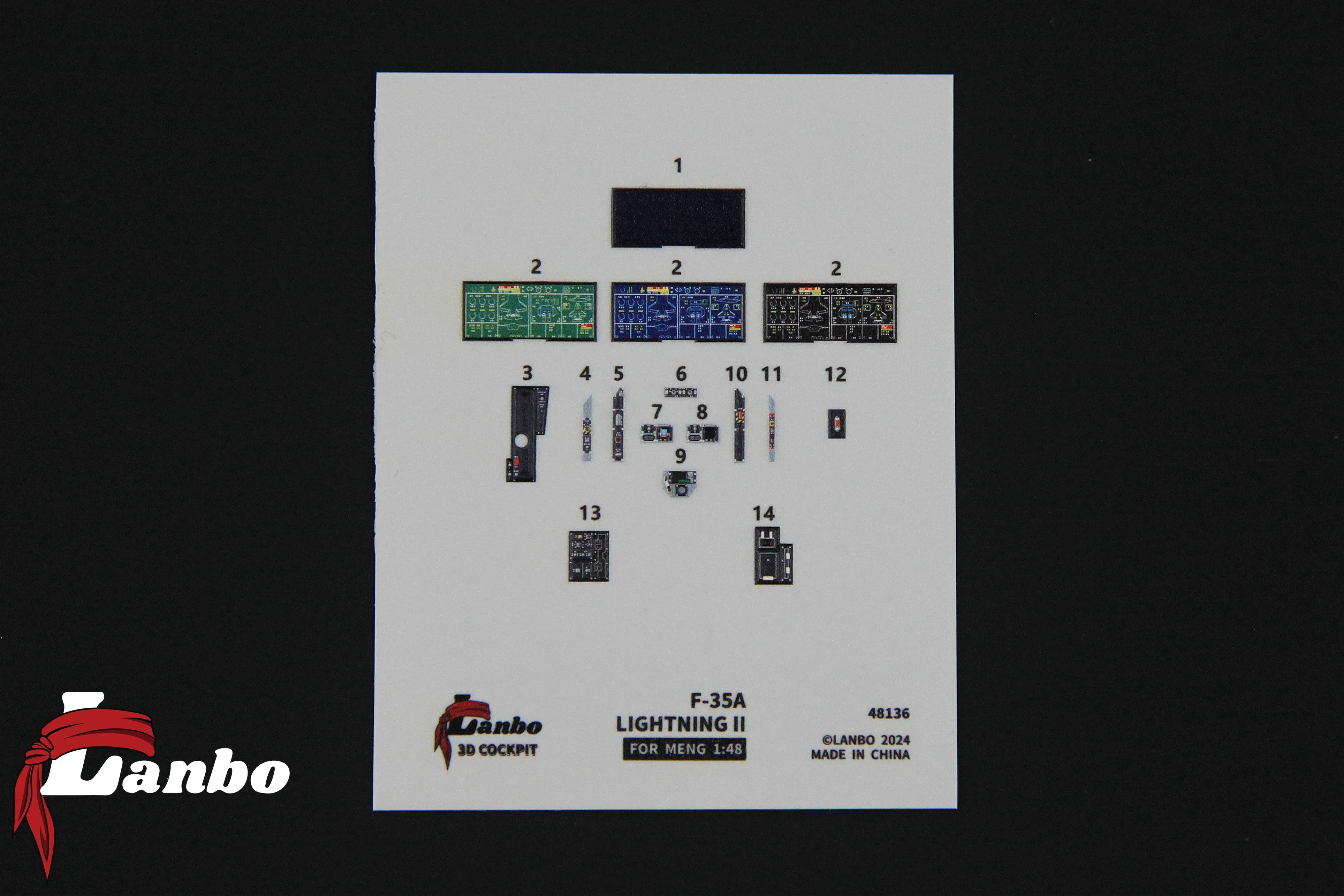 Lanbo 3D Color Cockpit Instrument 48136 F-35A Модификация истребителя Адаптация в масштабе MENG 1/48