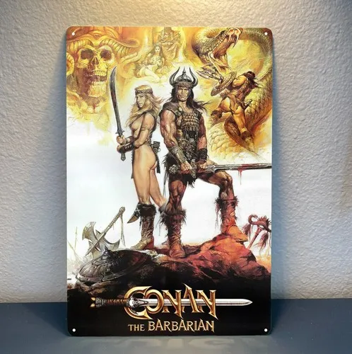 k1,Conan The Barbarian Arnold Schwarzenegger Movie Metal Poster Tin Sign 20x30cm  -aluminum