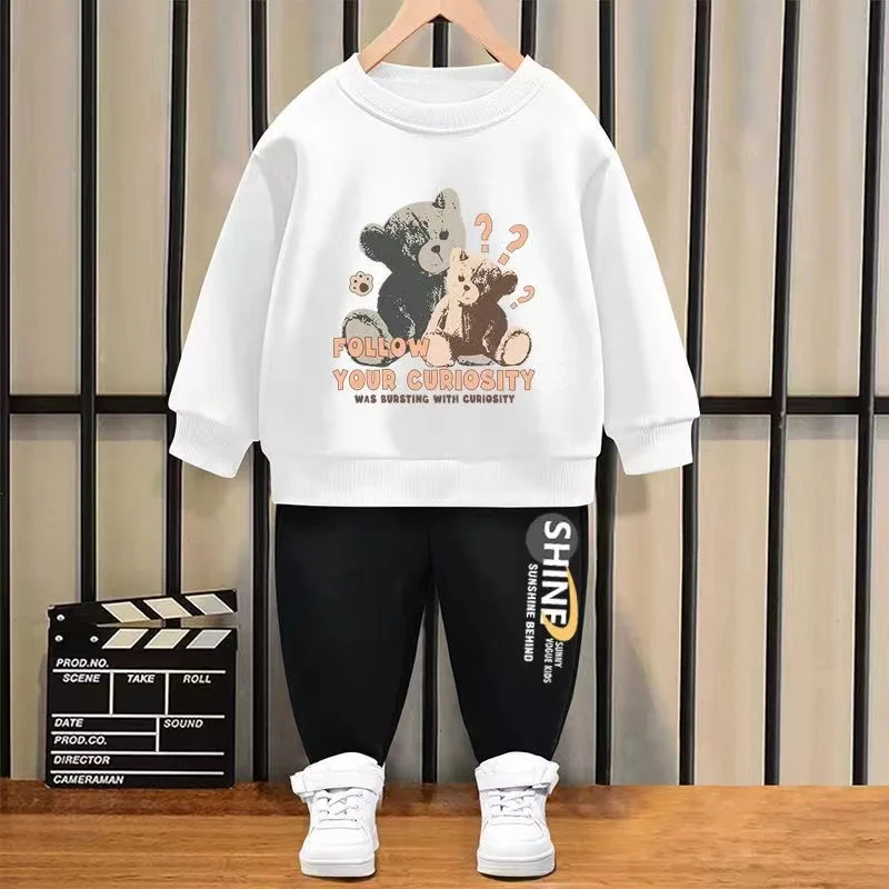 

Autumn Baby Girl Clothes Set Children Cartoon Question Mark Bear Printing Sweatshirt Top and Pants Bottom 2 Piece Suit Tracksuit